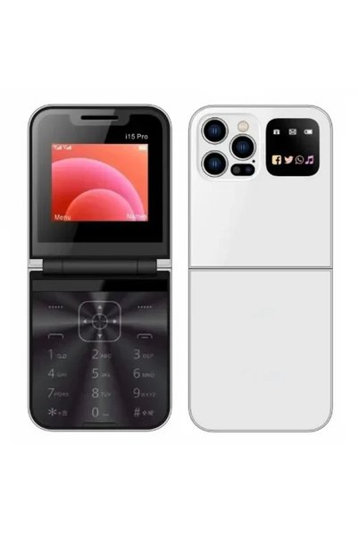 OEM Αναδιπλούμενο κινητό τηλέφωνο 2.4” με 2 sim i15 Pro σε λευκό χρώμα