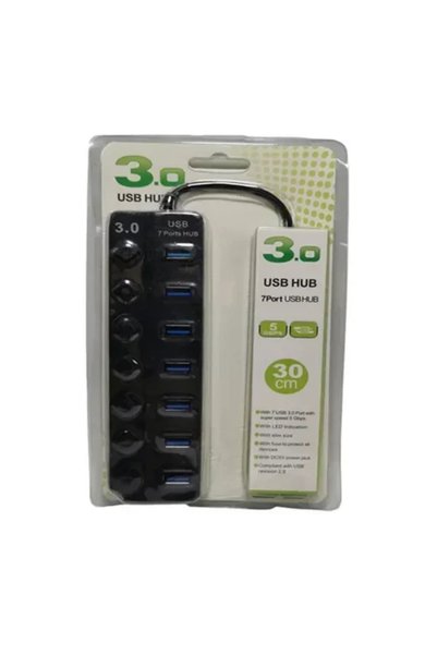 OEM Usb hub 3.0 / 7 Θυρών με Διακόπτες Τροφοδοσίας και Προσαρμογέα HQ-7-PORT