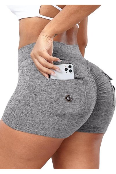 OtherMax Pantaloni scurți sport damă Push Up cu buzunare cargo gri L