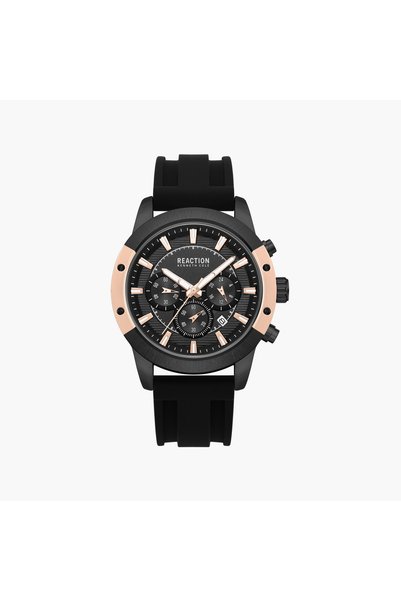 Kenneth Cole ساعة كرونوغراف سوداء مستديرة للرجال مقاس 45 ملم |   KRWGO0103602