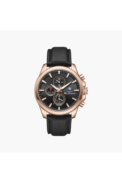 Ben Sherman ساعة كرونوغراف سوداء مستديرة للرجال مقاس 44 ملم |   BSWGC0000609