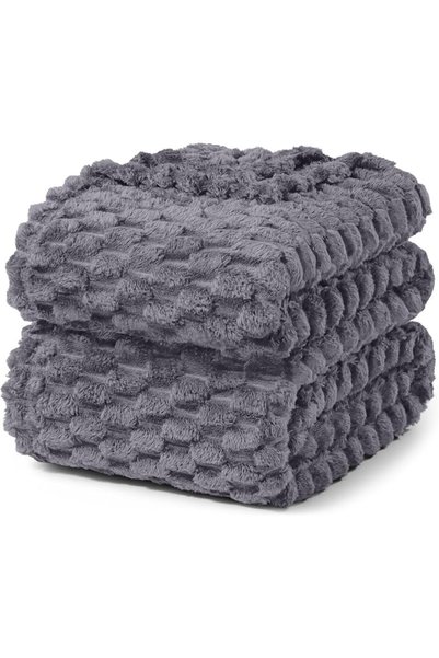 Exclusivo Mezcla 3D Fleece King Size Blanket for Bed, Light Grey