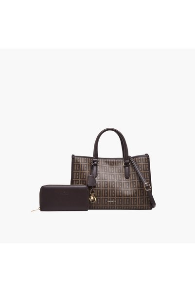 Chrisbella Monogram Print Tote Bag with Wallet