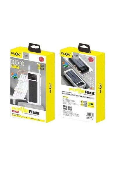OEM Ηλιακό Power Bank 10000mAh με 2 θύρες USB-A και ενσωματωμένα καλώδια λευκ...