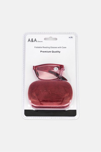 A & A Glasses Men WR-S5473SA Rectangular Foldable Reading Glasses, Red