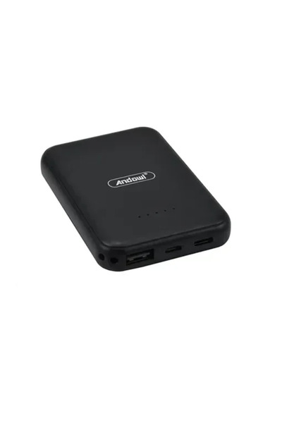 Andowl Power Bank ασύρματης φόρτισης 6000mAh USB Type-C Q-MG6000 σε μαύρο χρώμα
