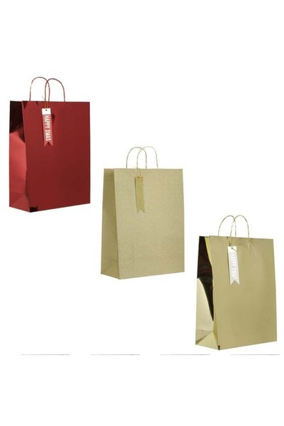 ANTBRO Sacoșe Cadou de Crăciun Roșii cu Auriu, Set 3 buc, ANTBRO®
