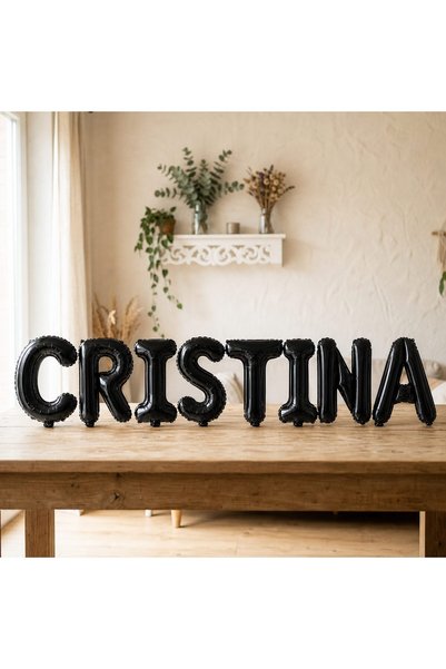 OEM Baloane Litere din Folie Metalizată cu Numele CRISTINA, Negru, 40 cm, pen...