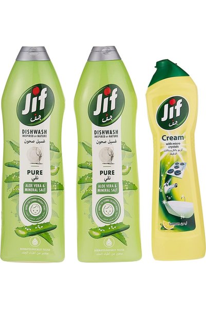 Jif سائل غسيل الأطباق النقي المصنوع يدويًا، مناسب لتنظيف أطباق الأطفال، يحتوي...