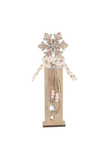 SHOPIENS Decoratiune Craciun Lemn Fulg Imitatie Blana Roz Nude Strass Margele...