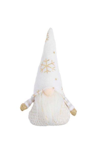 SHOPIENS Figurina Decorativa Gnome Craciun Caciula Alba Catifelata Fulgi Foli...