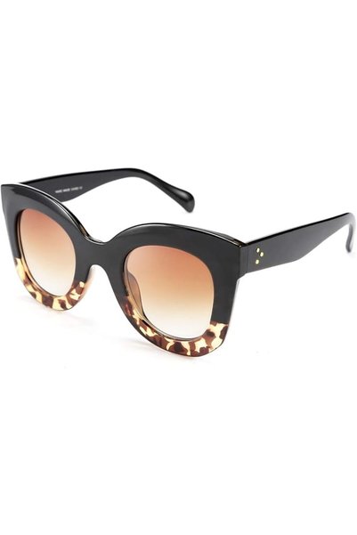 FEISEDY نظارات شمسية ريترو كبيرة الحجم مربعة الشكل بتصميم نصف عين القطة وإطار...