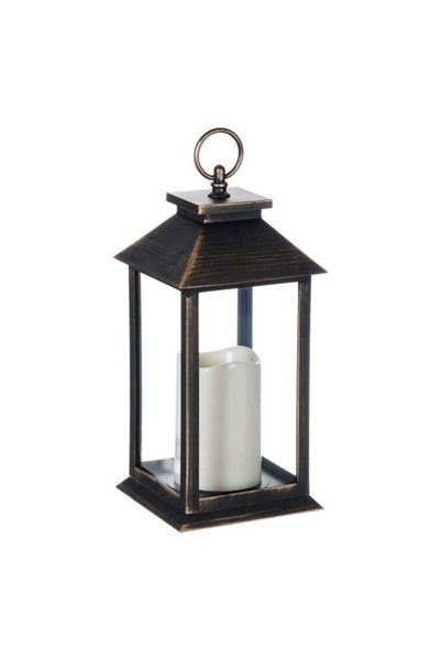 SHOPIENS Felinar Decorativ Suspendabil Bronz Brushed Lumanare LED Alb Cald 30...