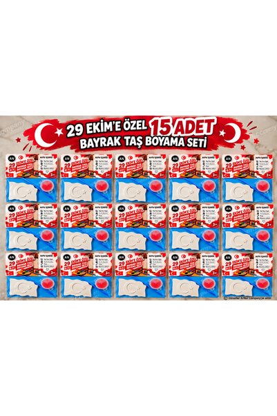 Genel Markalar 29 Ekim Özel 15’li Bayrak Taş Boyama Seti / Kendin Yap Seti/DI...