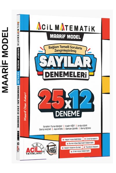 Acil Yayınları Acil Matematik Sayılar Acil Maarif 25 x 12 Deneme (Maarif Model)