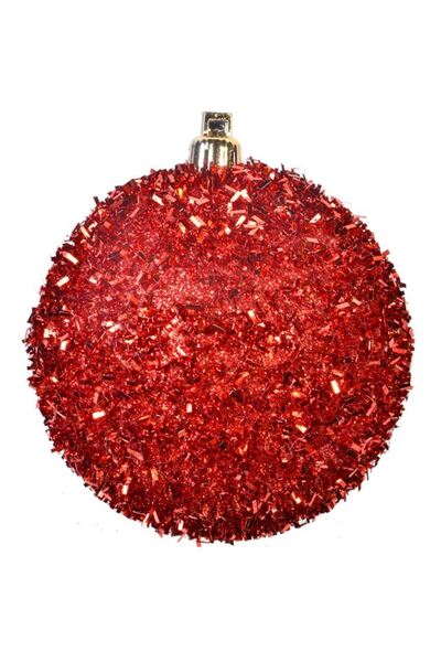 SHOPIENS Set Globuri Craciun Rosii Tinsel Beteala 8cm 6 Bucati Shopiens®
