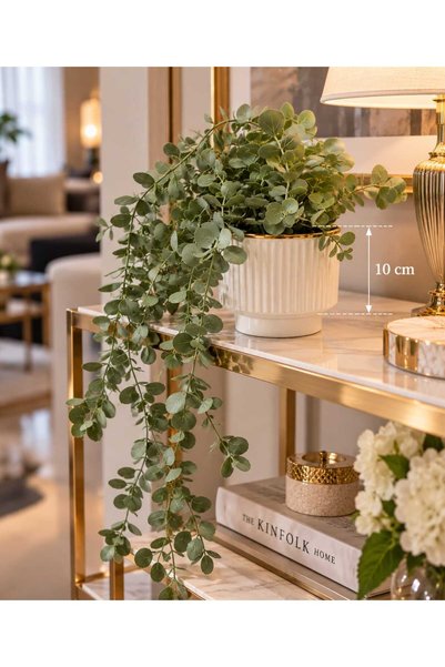 IKEA Seramik Honungsplam Yapay Okaliptüs Çiçekli Saksı