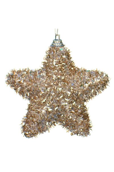 SHOPIENS Ornament Brad Craciun Stea Beteala Bej Sampanie Glitter 9cm Spuma Ag...