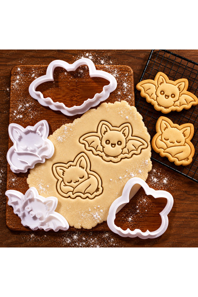 Hobist Halloween Flying and Sleeping Chibi Bat Premium Cookie Mold and Fondan...