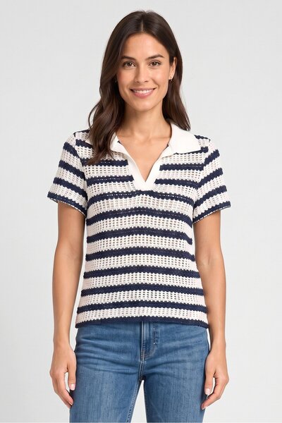 Brave Soul Men Regular Fit Short Sleeve Stripe Polo, Multicolor