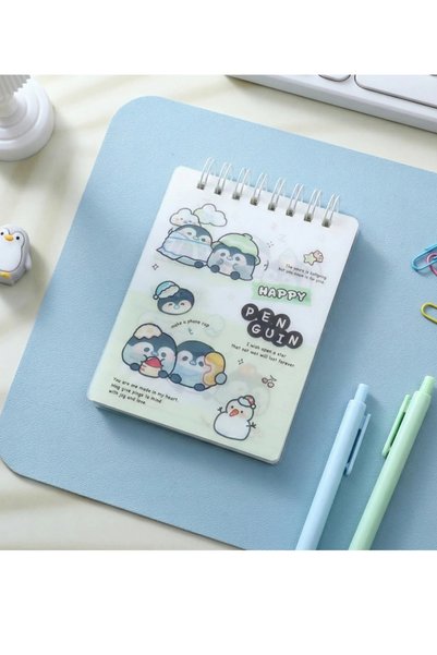 NaSaDAN Penguen Desenli 3D Lentiküler Kapaklı Mini Not Defteri – Açıya Göre D...