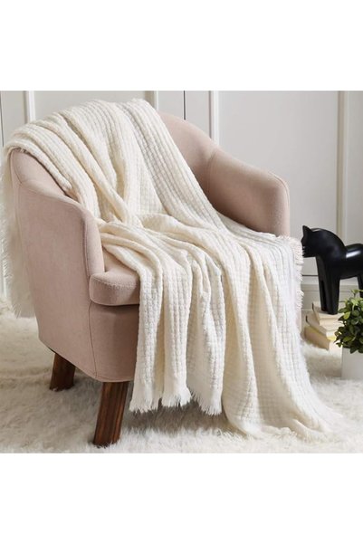 CREVENT Knitted Decorative Blanket by Kerfent, Warm, Soft, and Lightweight Bl...