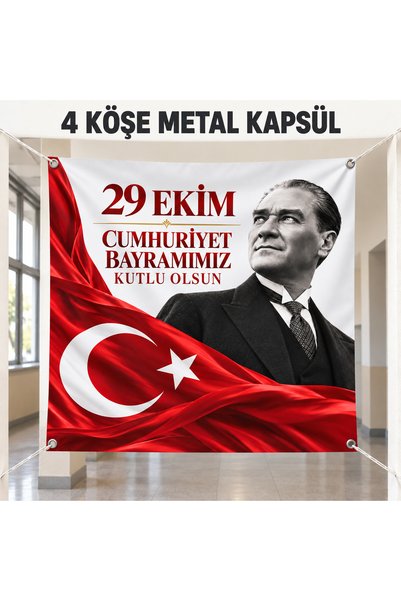 HiperAD Reklam 29 Ekim Cumhuriyet Bayramı Atatürk Portreli Dalgalı Türk Bayra...