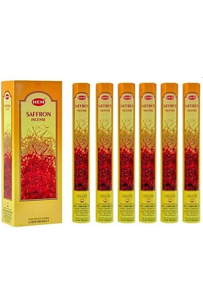 Hem Saffron - Box of Six 20 Stick Tubes, 120 Sticks Total - Incense