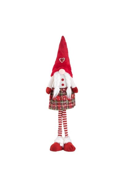SHOPIENS Figurina Decorativa Craciun Gnome Craciunita Codite Rochie Rosie Car...