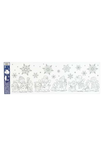 SHOPIENS Autocolante Geam Craciun Om De Zapada Si Fulgi Glitter Argintiu 20x6...