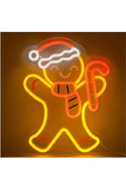 UnderShop Figurină Omuleț de Turtă Dulce cu LED Neon 31.5x40cm