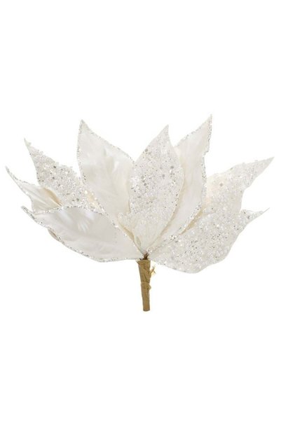 SHOPIENS Floare Decorativa Craciun Craciunita Alba Relief Glitter Holografic ...