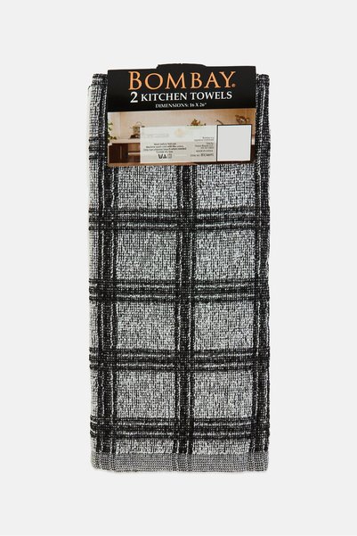 Bombay 2 Pcs Double Sided Checkered Cotton Kitchen Towel, Multicolor