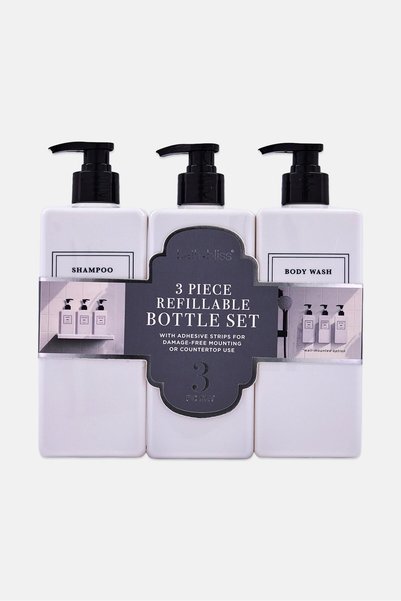 Bath Bliss 3 Pieces Refillable Bottle Set 500ml, White