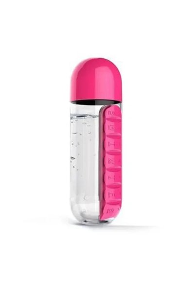 OEM Παγούρι νερού με θήκες οργάνωσης 600ml 23269 σε ροζ χρώμα