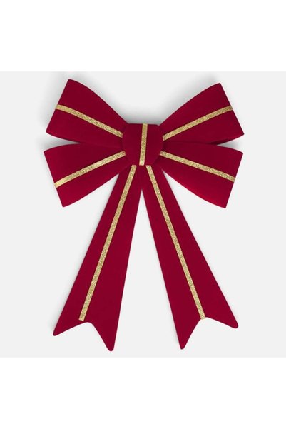 ANTBRO Fundă Decorativă de Crăciun Bordo Catifelată cu Dungi Aurii cu Sclipic...
