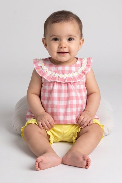 Penelope Mack Toddlers Girl 2 Pcs Gingham Print Top And Bottom Set, Multicolor