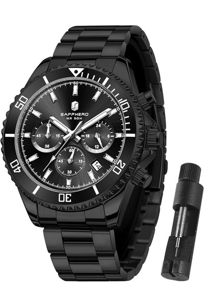 GENERAL Quartz Chronograph Analog Watch Stainless Steel 50m Water Resistant W...