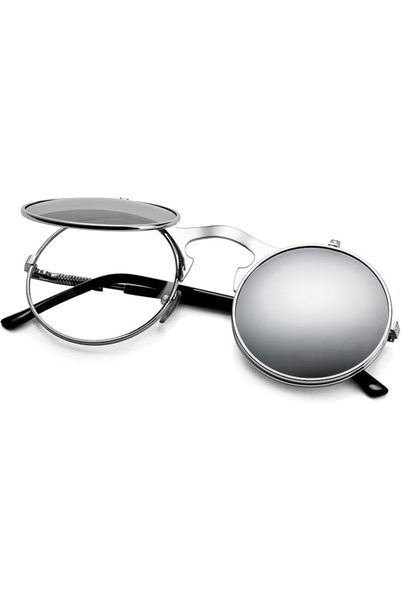 AIEYEZO Round Flip Up Sunglasses for Men and Women Rave Flip Glasses 90's Ret...