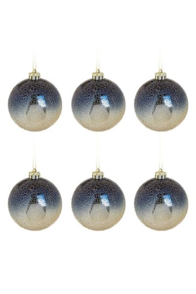 SHOPIENS Set Globuri Craciun Albastre Aurii Ombre 8cm 6 Bucati Shopiens®