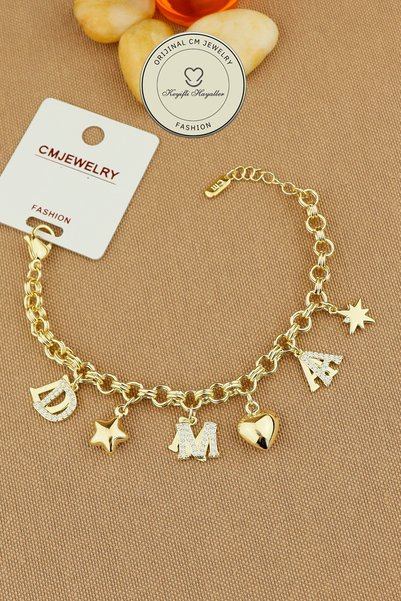Keyifli Hayaller CM JEWELRY Vip Bileklik - CM DMA Harf Yıldız Kalp 14K Gold K...