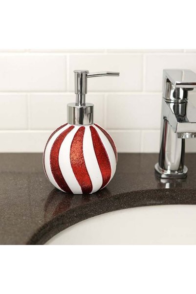 SHOPIENS Dozator Sapun Lichid Craciun Forma Acadea Candy Glitter Rosu Alb 300...