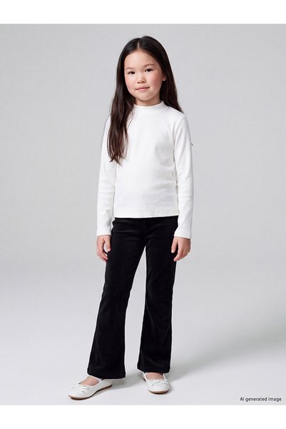 LC Waikiki Ozmarka New Season Black Velvet Spanish Style Girls' Leggings