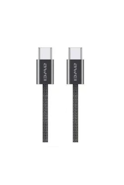 AWEI Καλώδιο δεδομένων Type-C 2m 60W γρήγορης φόρτισης CL-220T σε μαύρο χρώμα