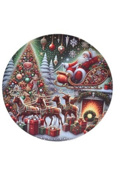 OEM Christmas Round Plastic Decorative Plate with Vintage Image Ø33cm