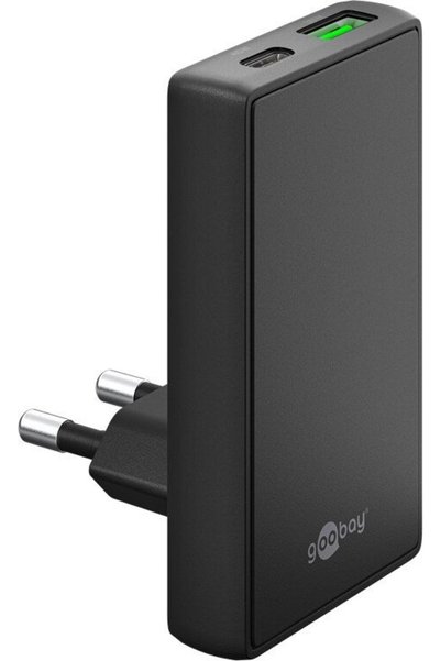 goobay USB-C PD GaN Διπλός Ταχυφορτιστής 90 °   Επίπεδο (45 W) μαύρο μαύρο - ...