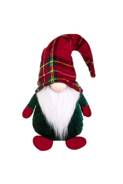 SHOPIENS Figurina Decorativa Craciun Gnome Caciula Rosie Carouri Corp Verde C...