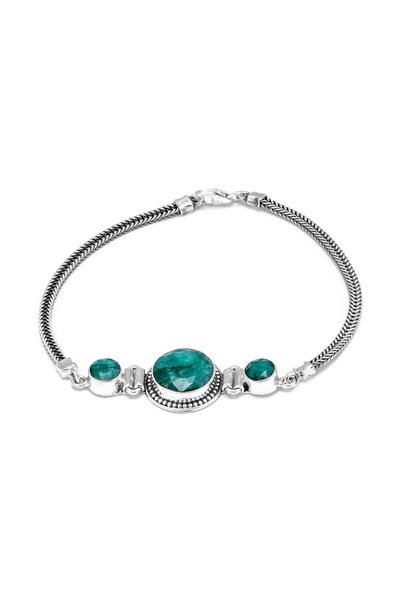Sonis Silver Brățară din argint 925 vintage cu smarald, verde
