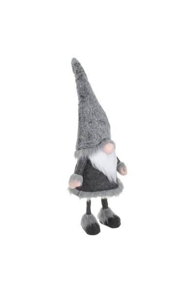 SHOPIENS Figurina Decorativa Gnome Craciun Haina Gri Caciula Inalta Blana Cu ...