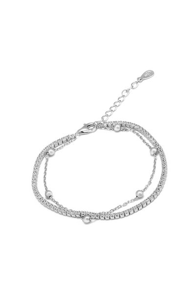 Sonis Silver Brățară tip Tennis cu două șiruri din argint 925 rodiat cu zirco...